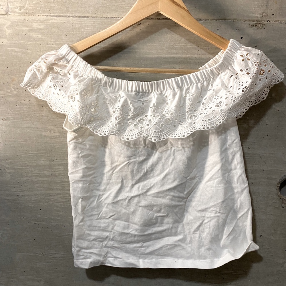 White over the shoulder shirt